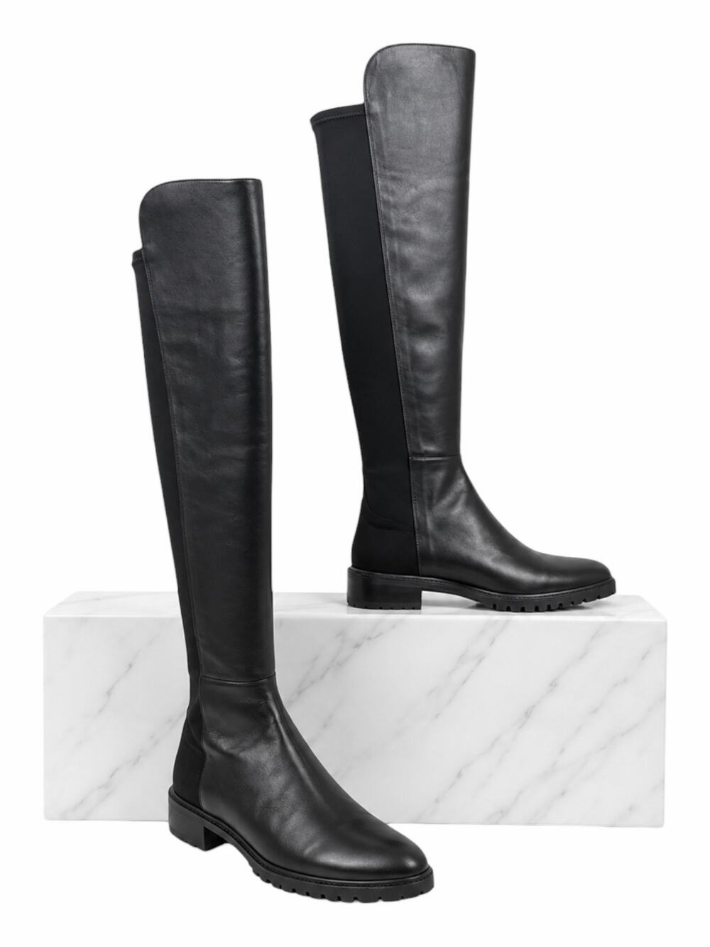 Stuart Weitzman 5050 Over the Knee Leather City Boots Black Size 9B